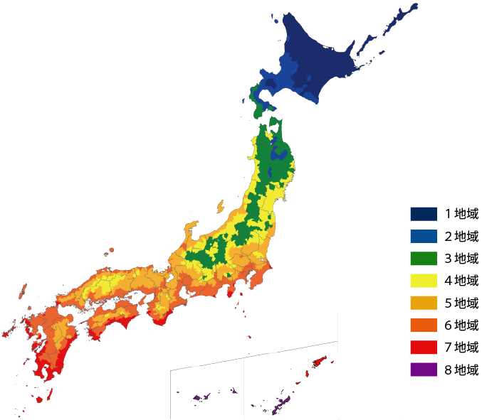 省エネ基準地域区分の地図